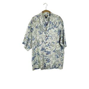 Tommy Bahama Linen Hawaiian Shirt Tropical Floral Short Sleeve Mens Size XL